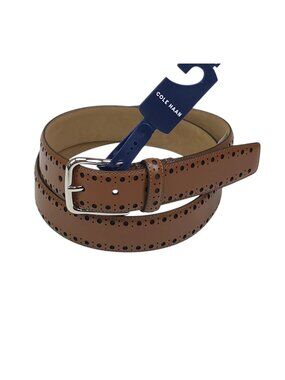 Cole Haan Tan Leather Belt 35mm Perforated Design Mens Small 30/32 -1 3/8" Wide